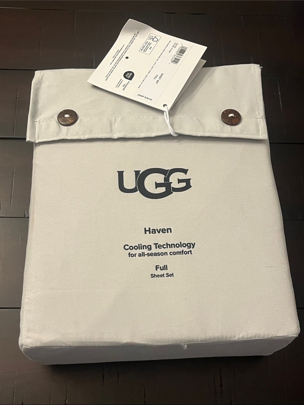 Ugg Haven Full Sheet Set - Flat, Fitted 2 Pillowcases Cooling Technology Stone